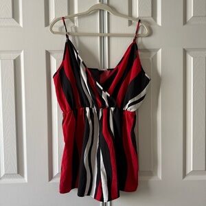 Shein Curve Women’s Plus Size Stylish Red and Black Striped Romper